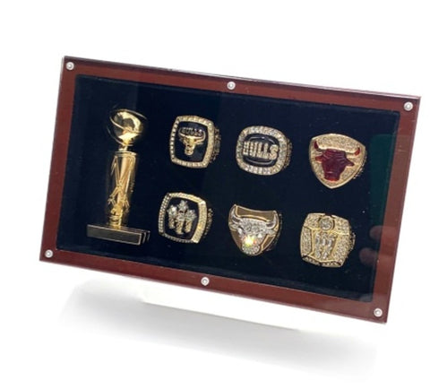 Chicago Bulls Championship Rings with Trophy.