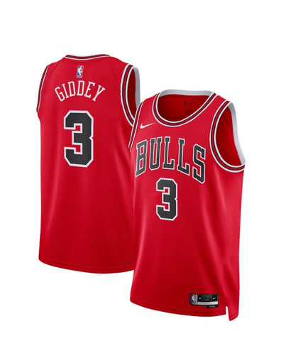 Josh Giddey Bulls Jersey Red No.3