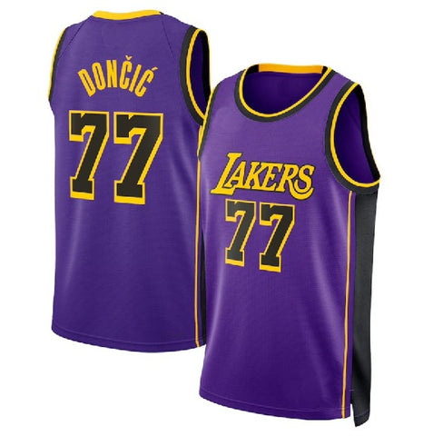 Luka Doncic Blue #77 LA Lakers Purple Kids Jersey