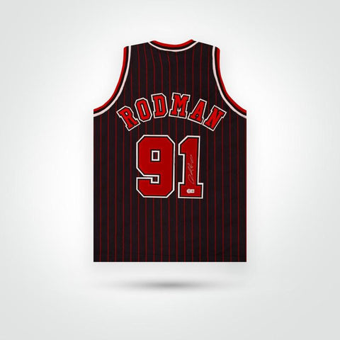 Dennis Rodman Autographed Bulls Jersey (Beckett COA)