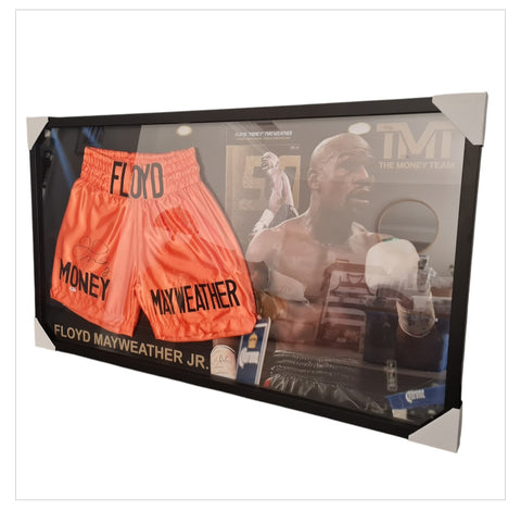 Floyd Mayweather Signed and Framed Trunks (Beckett)