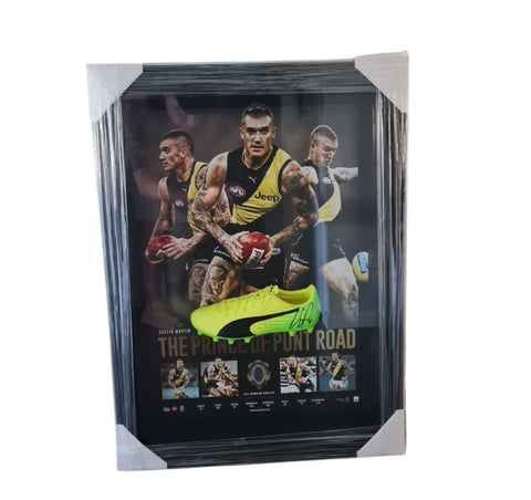Dustin Martin Signed Puma & Framed Boot. Richmond Tigers