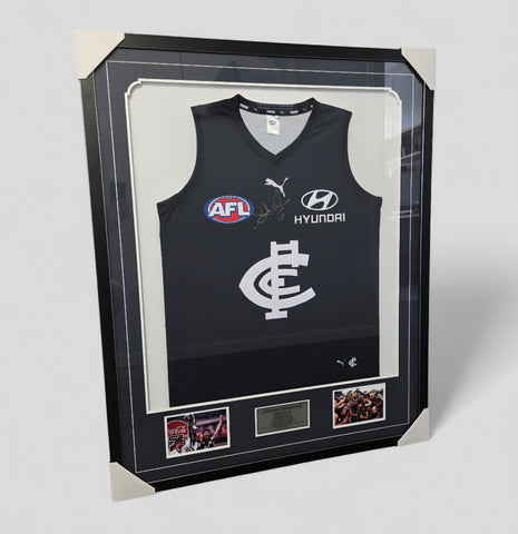 Stephen Kernahan Hand Signed & Framed Carlton Jumper