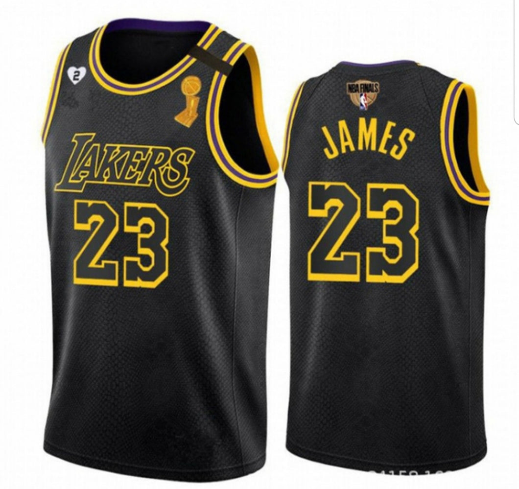 Lakers No. 23 James jersey men's black crewneck basketball