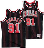 Dennis Rodman Jersey BLK PIN STRIPE No.91
